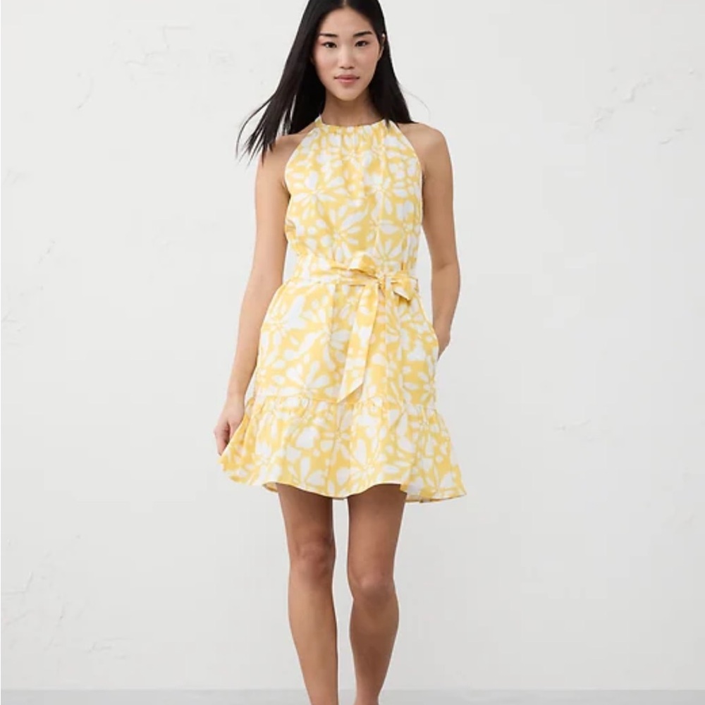GAP Factory Yellow Floral Halter Dress